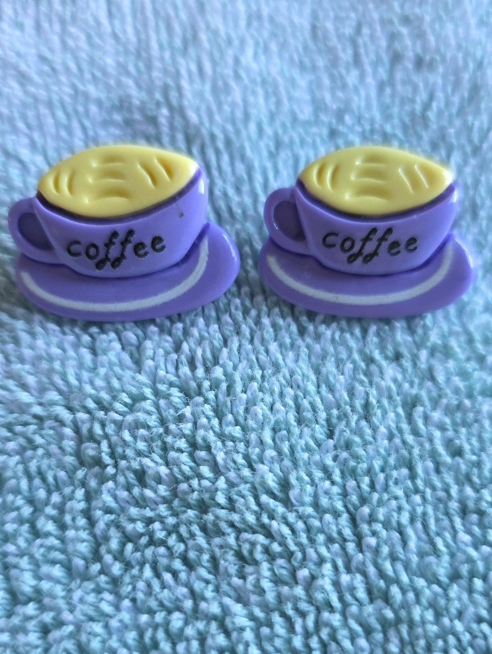 Purple Coffee Cup Charm Earrings - Cute Coffee Design